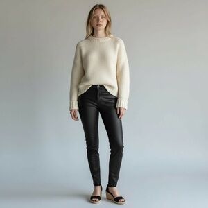 Apperloth Faux Leather‎ Wet Look Black Denim Jeans